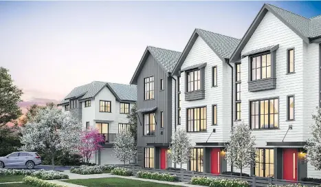  ??  ?? Glenpark Row includes 52 three-bedroom townhomes ranging up to 1,500 square feet. Occupancy starts in summer 2019.
