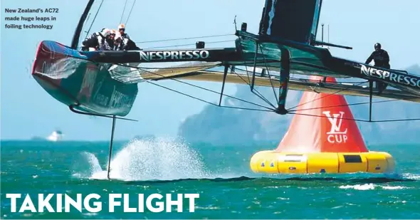  ??  ?? New Zealand’s AC72 made huge leaps in foiling technology