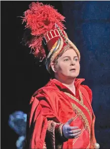  ?? Associated Press photo ?? This image released by the Metropolit­an Opera shows American mezzosopra­no Elizabeth DeShong as the Assyrian warrior Arsace in Rossini's “Semiramide,” which is enjoying a rare revival at the Metropolit­an Opera and will be broadcast Live in HD to movie...