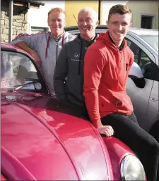  ?? Photo by Michelle Cooper Galvin ?? Michael, Paul and Gary Horan, Ballymac, with their VW Beetle at the Kingdom Veteran and Vintage Car Club 40th Autumn Run from Kenmare Bay Hotel on Saturday.
