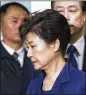  ?? AHN YOUNG-JOON / AP ?? Above: Ousted South Korean President Park Geun-hye arrives for a court hearing Thursday.