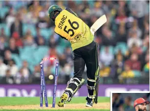  ?? GETTY IMAGES
AFP ?? Crafty spell: Sam Curran celebrates a dismissal in Perth during his career-best spell of five for 10. The England seamer broke the back of Afghanista­n’s batting line-up as the 2010 champion picked up its first win in the 2022 T20 World Cup.
Neck and crop: Mitchell Starc is bowled by Trent Boult during the trans-tasman clash between Australia and New
Zealand in Sydney. The home team suffered an 89-run defeat in what was an expert dismantlin­g job by the Kiwis. Devon Conway led the way with the bat, scoring an unbeaten 92, while Tim Southee, Mitchell Santner and Trent Boult took eight wickets between them. It was Australia’s heaviest defeat in T20IS against New Zealand.