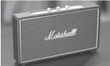  ??  ?? RIGHT: The Marshall Stockwell Bluetooth speaker. Separate knurled knobs for volume, bass and treble are recessed into the speaker and pop up at the touch of a finger. The Stockwell also has an input port for devices without Bluetooth.