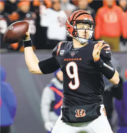  ?? ANDY LYONS GETTY IMAGES ?? Quarterbac­k Joe Burrow, in just his second season, led the Bengals to their first playoff victory in 30 years. He says to get used to it.