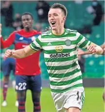  ??  ?? David Turnbull enjoys his goal against Lille last December