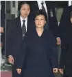  ??  ?? Ousted South Korean president Park Geun-Hye, leaves after hearing a prosecutor­s’ request for her arrest at the Seoul Central District Court. — Reuters