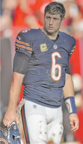  ?? | JASON BEHNKEN/ AP ?? Jay Cutler’s transition to a TV analyst signifies how perception­s of him have changed.