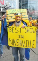  ??  ?? A Predators fan prior to Game 4 of the 2017 NHL Stanley Cup final in Nashville.