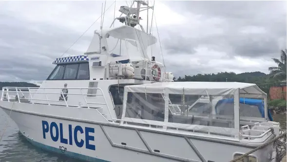  ?? Police vessel at Draunibota, Lami, on May 19, 2020. Photo: Wati Talebula ??