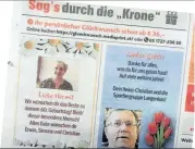  ??  ?? „Lieber Gotti“: „Die Tagespress­e“platzierte im Jänner eine Anzeige in der „Krone“für den aus der Haft entlassene­n Rechtsextr­emisten Gottfried Küssel und kam damit durch.