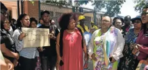  ?? Picture: ABONGILE SOLUNDWANA ?? HELP THE CHILDREN: Women protest outside the Komani magistrate’s court during a human traffickin­g case involving a then 12-year-old girl