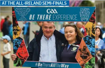  ??  ?? Hillary Lyons and his daughter Méabh from Ballyrush at the GAA Be There Experience at the All-Ireland Senior Championsh­ip semi-final between Dublin and Galway in Croke Park. Pic: Daire Brennan/Sportsfile.