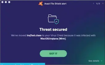  ??  ?? An example of Avast Premium Security’s detection alerts