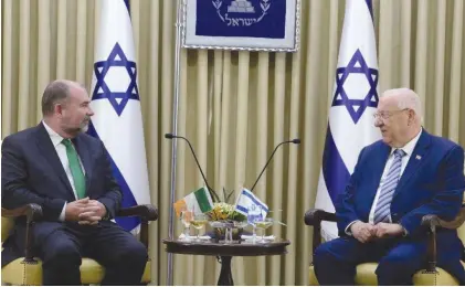  ?? (Haim Zach/GPO) ?? THE AUTHOR, Irish Ambassador to Israel Kyle O’Sullivan, meets with President Reuven Rivlin.