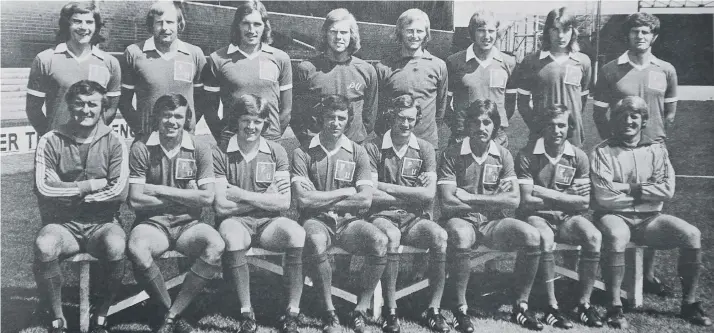  ??  ?? The pre-season photograph of the 1973-74 Posh squad. Manager Noel Cantwell is front row on the left and coach John Barnwell is front row on the right.