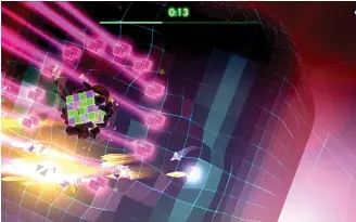  ??  ?? Geometry Wars conjures up the heady rush of 1980s arcade gaming, but with the luxury of decidedly 21st century-standard visual and audio effects. A steady hand is still required, though.