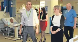  ??  ?? Health minister Shona Robison is shown around Ninewells Hospital in Dundee. Alex wants us to demand proper spending from all parties on our NHS.