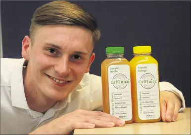  ?? Picture: John Westhrop 11745901 ?? Alex Turner, founder of CaffJuice, an energy drink that consists of orange and apple juice with added caffeine
