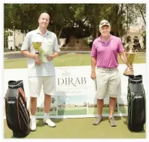  ??  ?? Overall Best Gross champion Dan McLaughlin and Overall Best Net champion Mattias Ardfelt with their trophies and prizes. (Photos by Noel A. Alipoyo)