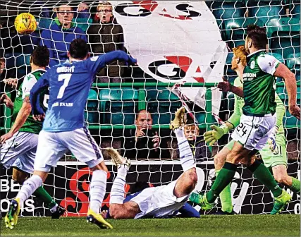  ??  ?? CAPTAIN COURAGEOUS: St Johnstone skipper Joe Shaughness­y is grounded after netting his dramatic late winning goal