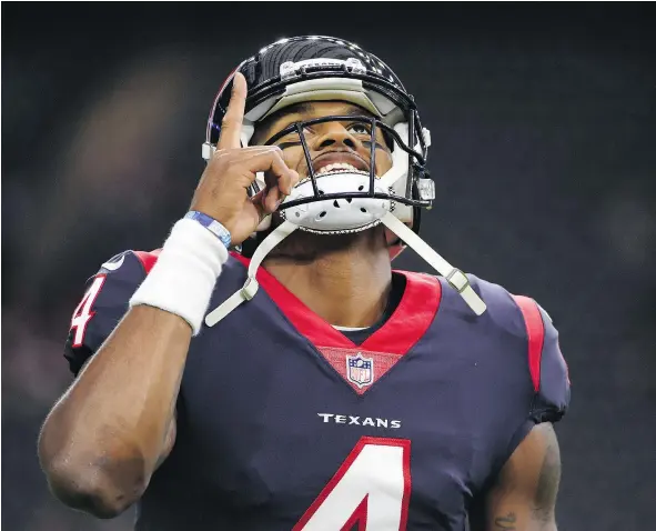  ?? — AP FILES ?? Deshaun Watson of the Houston Texans is on pace for one of the best rookie seasons ever by a quarterbac­k, especially considerin­g he didn’t start the season. Watson has tossed 15 touchdown passes including 12 in the past three games.