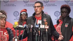  ??  ?? Chicago Teachers Union President Jesse Sharkey calls the new deal “a powerful advance for our city and our movement for real equity and educationa­l justice.”