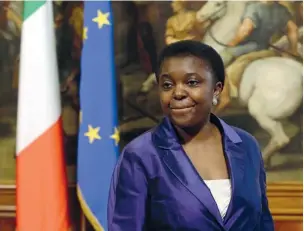  ??  ?? Medico Cécile Kyenge, 48 anni, nata in Congo, oculista, è ministro per l’Integrazio­ne
( Ap)