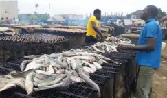  ?? ?? fish processing at Kado market, Abuja