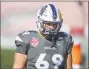  ?? Icon Sportswire / via Getty Images ?? Former UConn tackle Trey Rutherford during the NFLPA Collegiate Bowl on Jan. 20 in Pasadena, Calif.