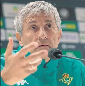  ?? FOTO: EFE ?? Quique Setién, en la previa del partido ante el Real Madrid de esta noche