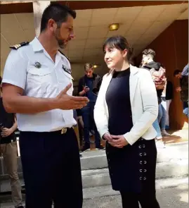  ?? (Photo P.-M. A.) ?? Hier à l’escale Louvois, Emilie Guérel, membre de la Commission de la défense nationale et des forces armées à l’Assemblée nationale, s’est immergée dans le quotidien du formateur, Maître Thierry.