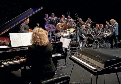  ?? WARWICK SMITH/ STUFF ?? The Rodger Fox Big Band with Anita Schwabe on piano, performs during last year’s festival.