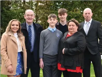  ??  ?? Ger McCarthy who made his Confirmati­on at Holy Cross Church, Kenmare on Tuesday, with his parents Flor and Mary, sister Phil, brother John and sponsor Sean Traynor.