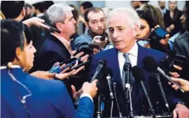  ?? AP ?? Bob Corker, presidente del Comité de Relaciones Exteriores del Senado, habla a la prensa este martes sobre el caso de Jamal Khashoggi.