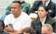  ?? Picture: AFP PHOTO ?? SPORTING HERO: Jonah Lomu and his first wife, South African Tanya Rutter, watch a French Open tennis match at Roland Garros Stadium in Paris in 1997