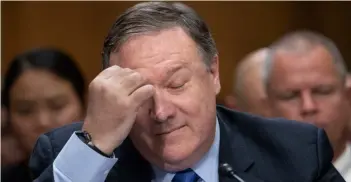  ??  ?? secretary of state Mike pompeo pauses as he testifies before the senate Foreign Relations Committee as lawmakers demand specifics from him on president Donald trump’s meeting with Russian leader Vladimir putin in helsinki last week, on Capitol hill in...