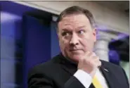  ?? MANUEL BALCE CENETA — THE ASSOCIATED PRESS ?? Secretary of State Mike Pompeo talks to reporters about North Korea during the daily press briefing Thursday in the Brady press briefing room at the White House in Washington.