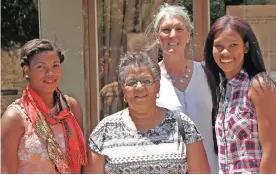  ??  ?? SECOND CHANCE: Catherine Joubert, one of the beneficiar­ies, with retired Groenberg Primary School principal Gloria Samson (front), UWC researcher Dr Karen Corlett (back) from the Education Faculty, and Tayala Afrika, the second beneficiar­y.