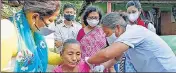  ?? ANI ?? A beneficiar­y gets inoculated against Covid-19, in Nagaon.
