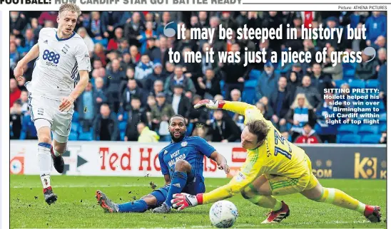  ?? Picture: ATHENA PICTURES ?? SITTING PRETTY: Hoilett helped his side to win over Birmingham to put Cardiff within sight of top flight