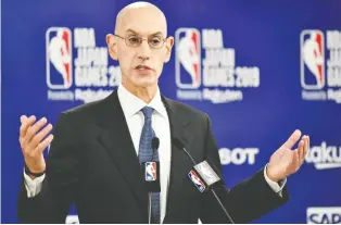  ?? KAZUHIRO/AFP VIA GETTY IMAGES ?? Reports indicate NBA commission­er Adam Silver is talking with team owners, management and players as he tries to determine the safest, most fair format for a return to play.