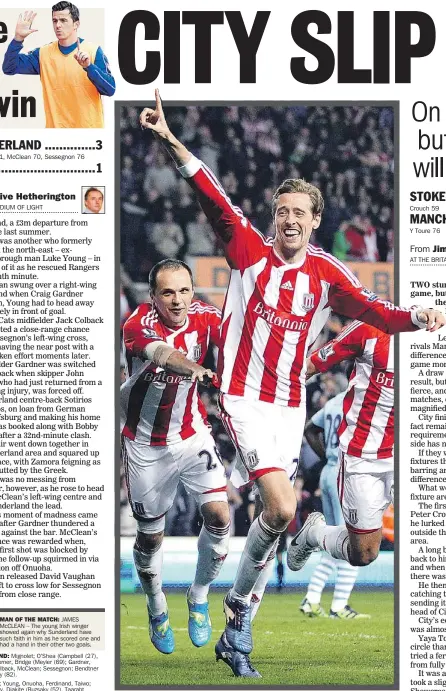  ??  ?? PHEW PETER! Peter Crouch celebrates his unstoppabl­e dipping shot – which he teed up himself – that put his Stoke side ahead on 59 mintues