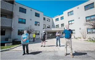  ?? JULIE JOCSAK TORSTAR ?? Doris Mann, left, an anonymous woman, Don Douglas, Gary Dean and Terry Bedell are upset after their landlord demanded a 10 per cent rent increase starting April 2021.