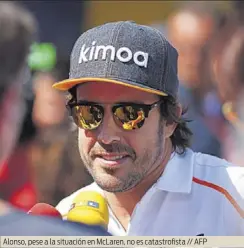  ??  ?? Alonso, pese a la situación en McLaren, no es catastrofi­sta // AFP