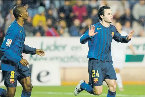  ?? FOTO: EDUARD OMEDES ?? Andrés Iniesta no celebró su primer gol en aquella Liga en Albacete, su tierra
El de Fuentealbi­lla, que jugó 37 partidos de 38 posibles, marcó además ante el Málaga