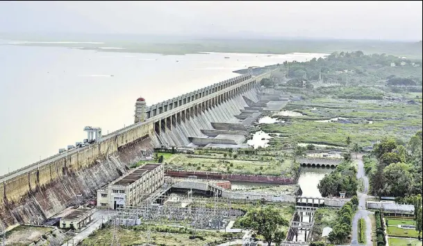  ?? GETTY IMAGES/STOCK PHOTO ?? Tungabhadr­a Dam near Hampi in Karnataka. Completed in 1953, it is a multipurpo­se dam for irrigation, electricit­y generation and flood control.