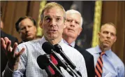  ?? MANUEL BALCE CENETA / AP ?? Rep. Jim Jordan, R-Ohio, co-founded the House Freedom Caucus, a hard-line faction of about three dozen conservati­ve lawmakers that could play a kingmaker role in any leadership race to come.