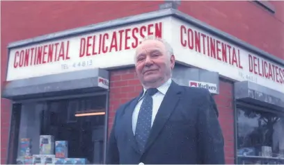  ??  ?? ●●Petro Dzedzora, the ‘father figure’ of Rochdale’s Ukrainian community pictured outside his grocers on Milkstone Road