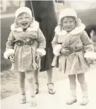  ??  ?? Siblings Pauline Vincent, right, and Jacqueline Hetheringt­on, age 3