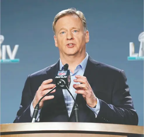  ?? KIRBY LEE / USA TODAY SPORTS FILES ?? NFL commission­er Roger Goodell did not seek approval of league owners before releasing a video in which he shares
his personal feelings and, speaking for the league, takes a stand encouragin­g peaceful protest by the players.